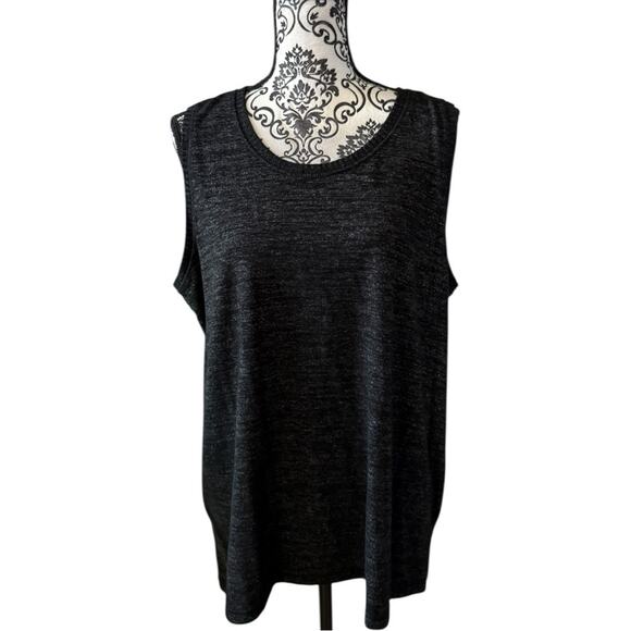 Chico's Zynergy Dark Gray Sweatshirt Tank Top with Crew Neckline sz 3 (16/18) - Picture 1 of 8